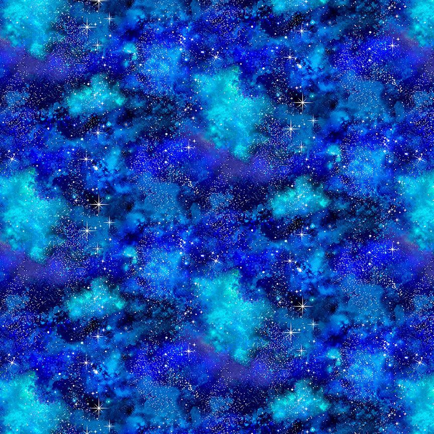 Blue Starry Galaxy Cotton 44"/45" Fabric Per Yard