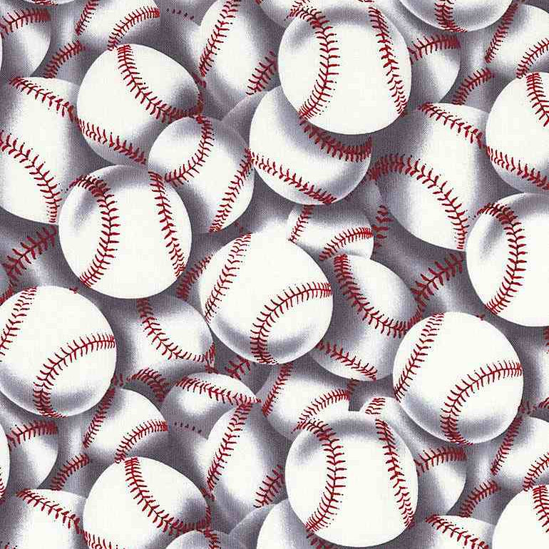 White Packed Baseballs Fitness Fanatic 44"/45" Fabric Per Yard