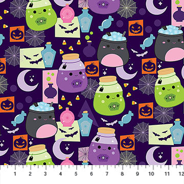 Purple Potion Boo Squad Squishmellow Cotton 44"/45" Fabric Per Yard