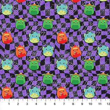 Purple Cobwebs Boo Squad Squishmellow Cotton 44"/45" Fabric Per Yard