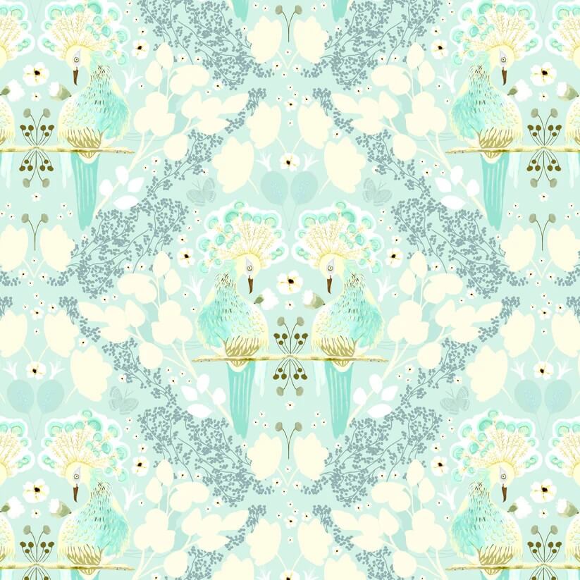 Poppie Cotton Serenity Blooms first kiss mint floral cotton 3 yard pack