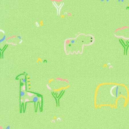 Robert Kaufman Animals Mint quilting fabric — animals on mint green