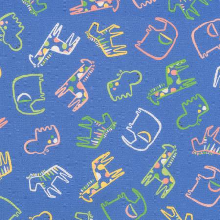 Robert Kaufman Animals Cornflower quilting fabric — animals on cornflower blue