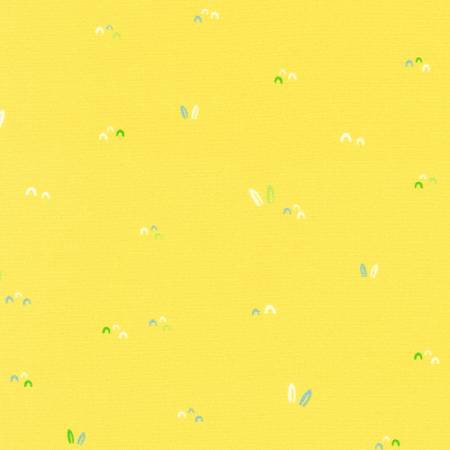 Robert Kaufman Plants Duckling quilting fabric — botanical plants on yellow