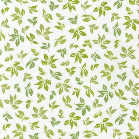 Robert Kaufman leaves flannel fabric in Ivy green