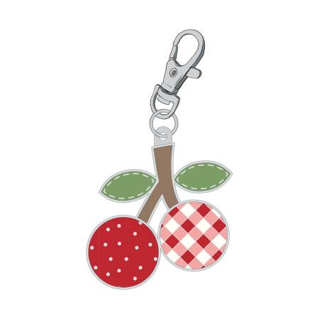 Riley Blake Happy Charms calico enamel cherry charm — collectible sewing accessory