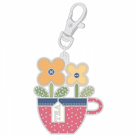 Riley Blake Town Enamel Charm Happy Teacup — enamel charm for sewing accessories