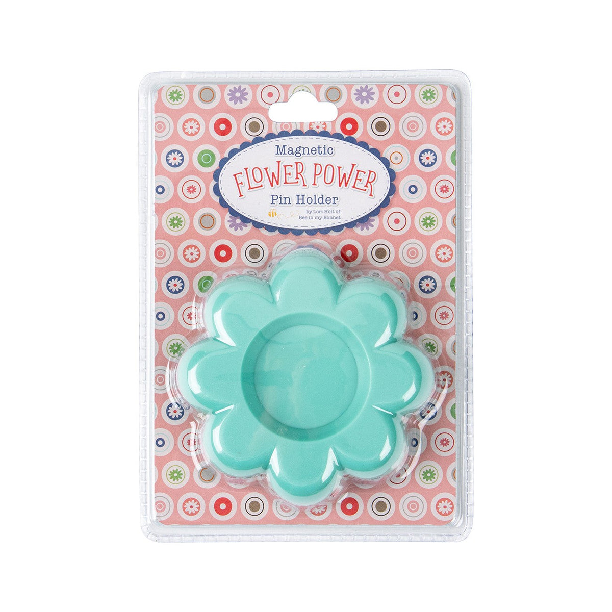 Magnetic Pin Holder Lori Holt Flower Power Sea Glass 45" wide fabric per yard