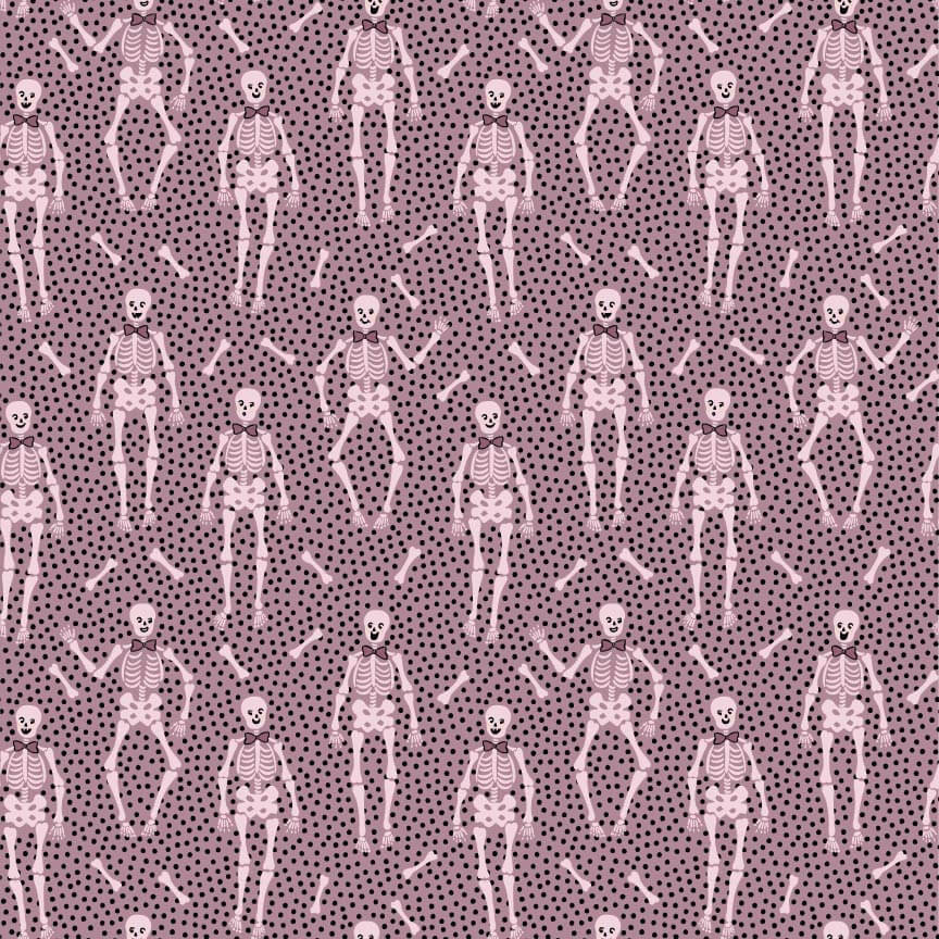 Sweet Tooth - Bones - Purple 44" / 45" Fabric Per Yard