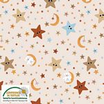 Blank Textiles Fly Away Teddy Smiling Stars Sand quilting fabric — smiling stars on sand