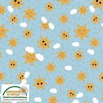 Blank Fabrics Fly Away Teddy Sun and Clouds Light Blue quilting fabric