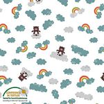 Blank Textiles Fly Away Teddy Rainbows White quilting fabric — rainbows on white
