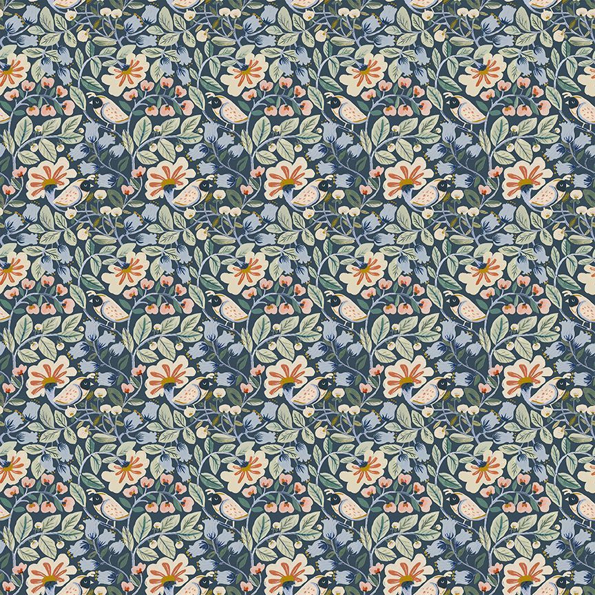 Dear Stella Willow Finches Multi Cotton 44"/45" Fabric Per Yard