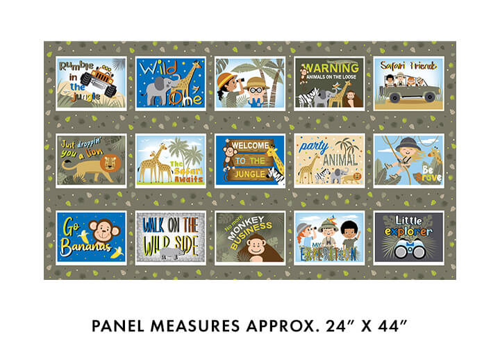 Safari Adventure - Safari Boxes Panel - Dark Olive (24"x44")