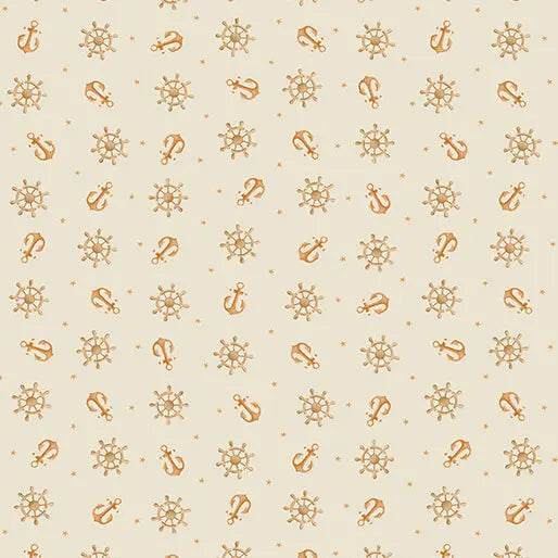 Sail Away - Anchors Away - Ecru 44" / 45" Fabric Per Yard The Fabric Company