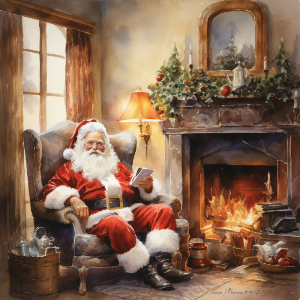 Santa Claus Christmas Scene Fabric Panel 1