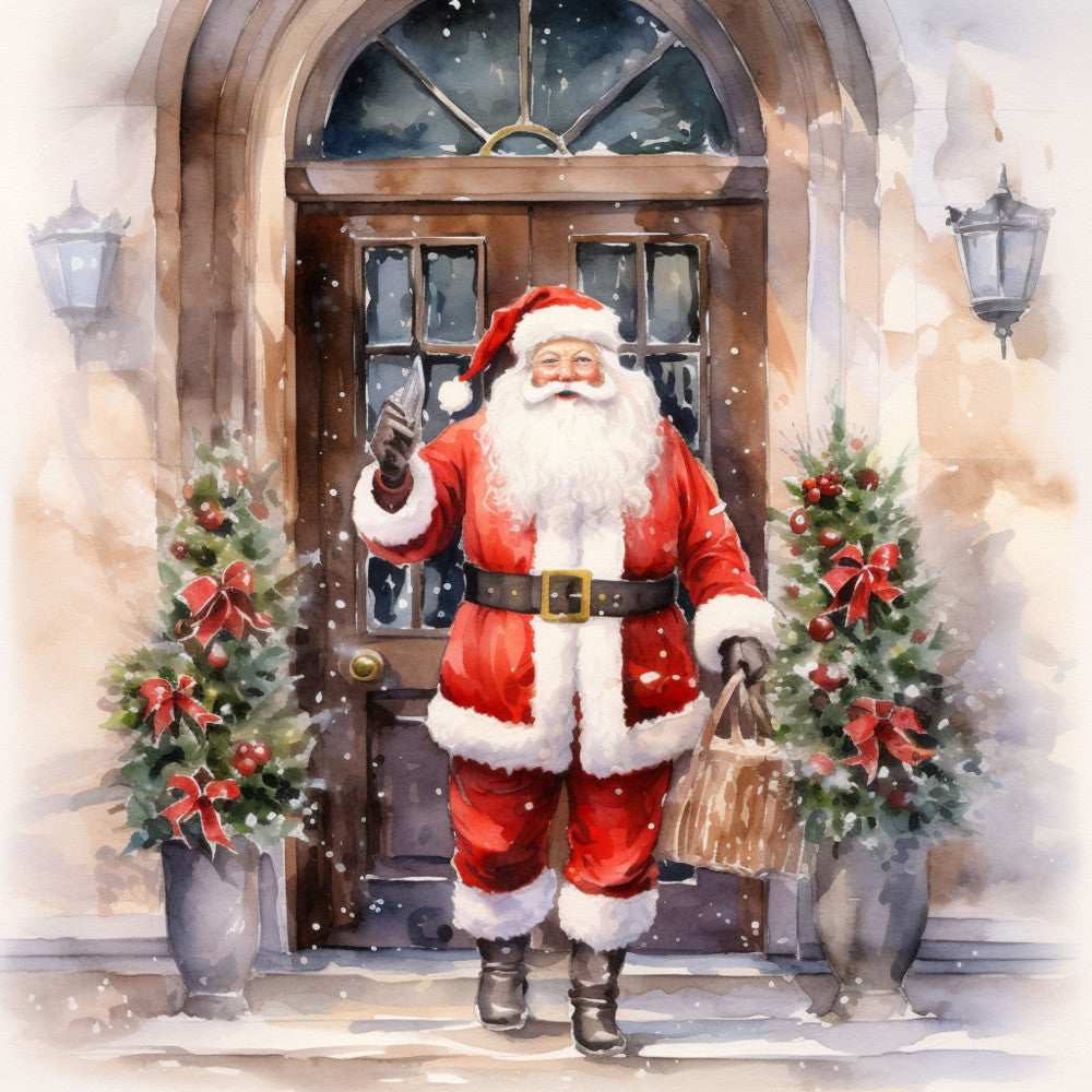 Santa Claus Christmas Scene Fabric Panel 10