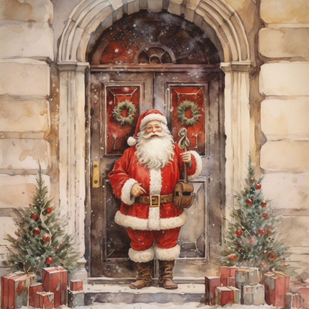 Santa Claus Christmas Scene Fabric Panel 11