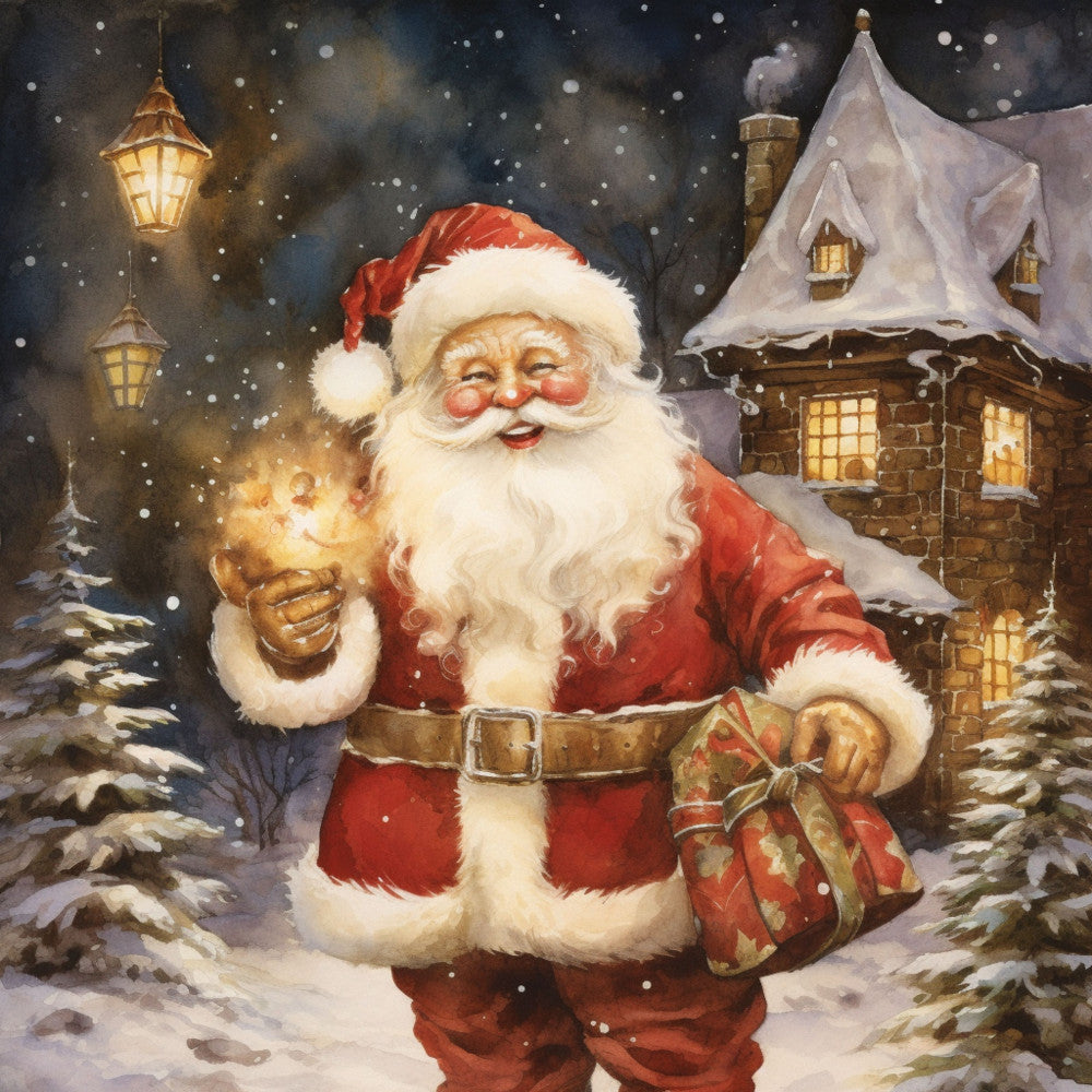 Santa Claus Christmas Scene Fabric Panel 14