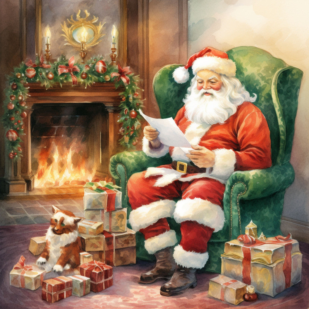 Santa Claus Christmas Scene Fabric Panel 19
