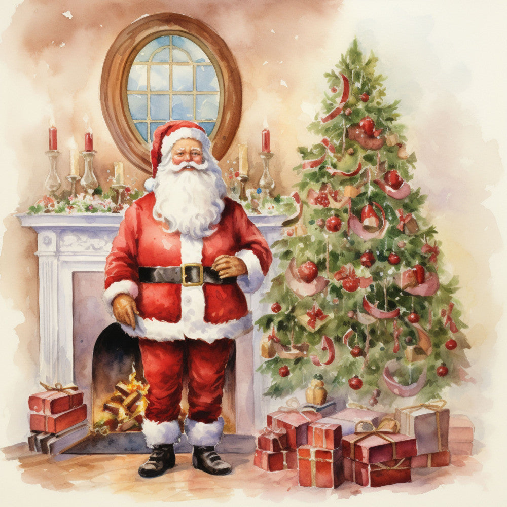 Santa Claus Christmas Scene Fabric Panel 20