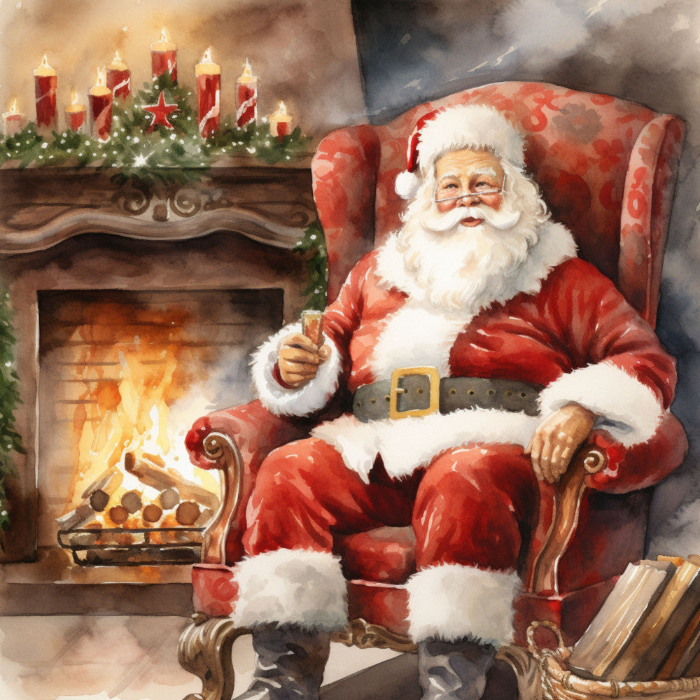Santa Claus Christmas Scene Fabric Panel 25