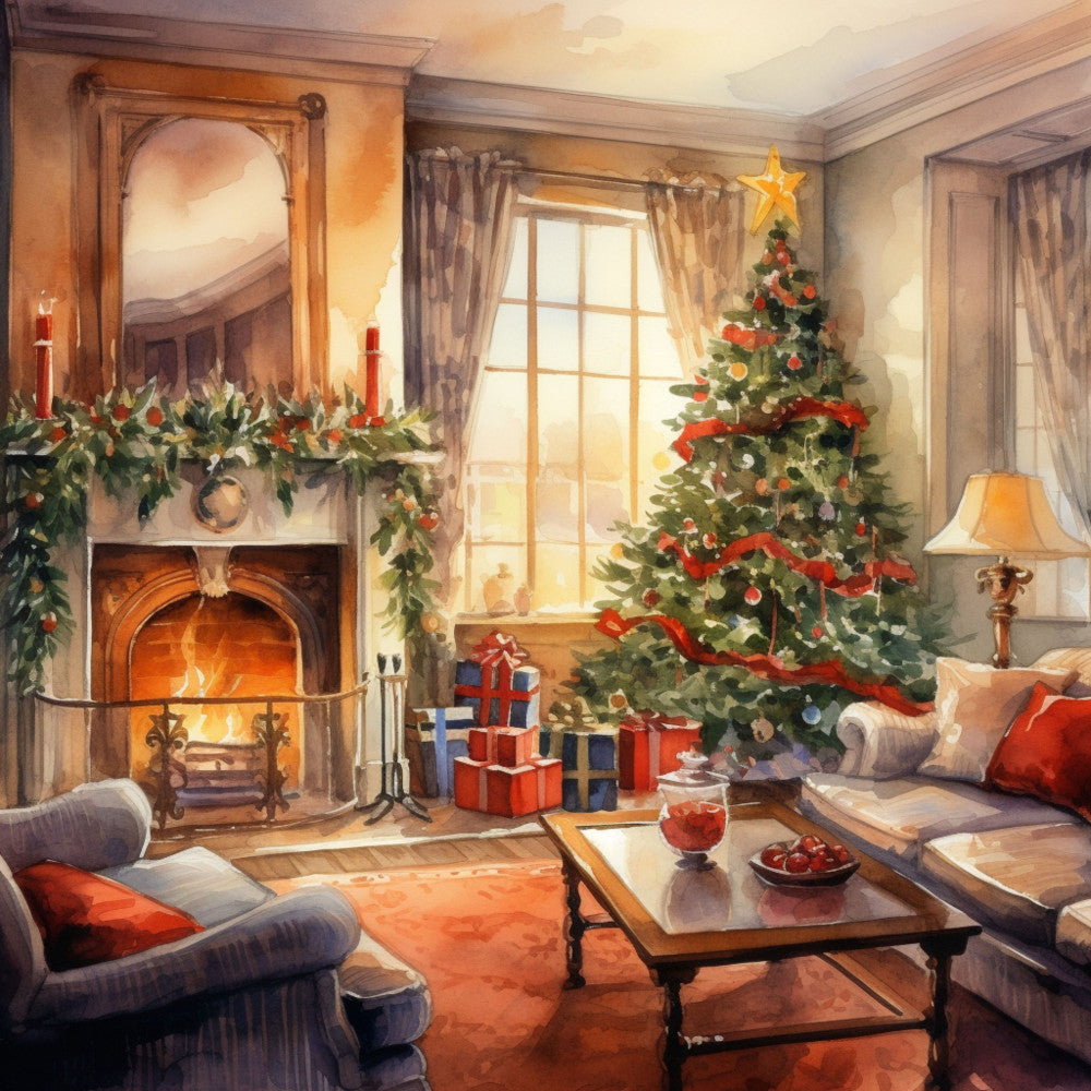 Santa Claus Christmas Scene Fabric Panel 34