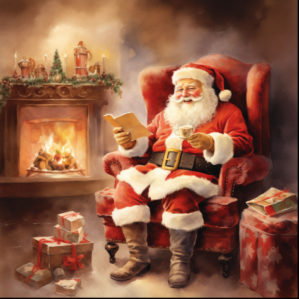 Santa Claus Christmas Scene Fabric Panel 35