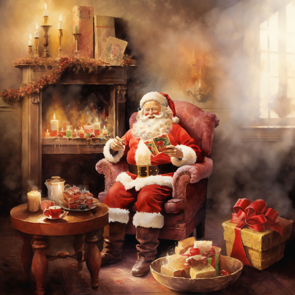 Santa Claus Christmas Scene Fabric Panel 36
