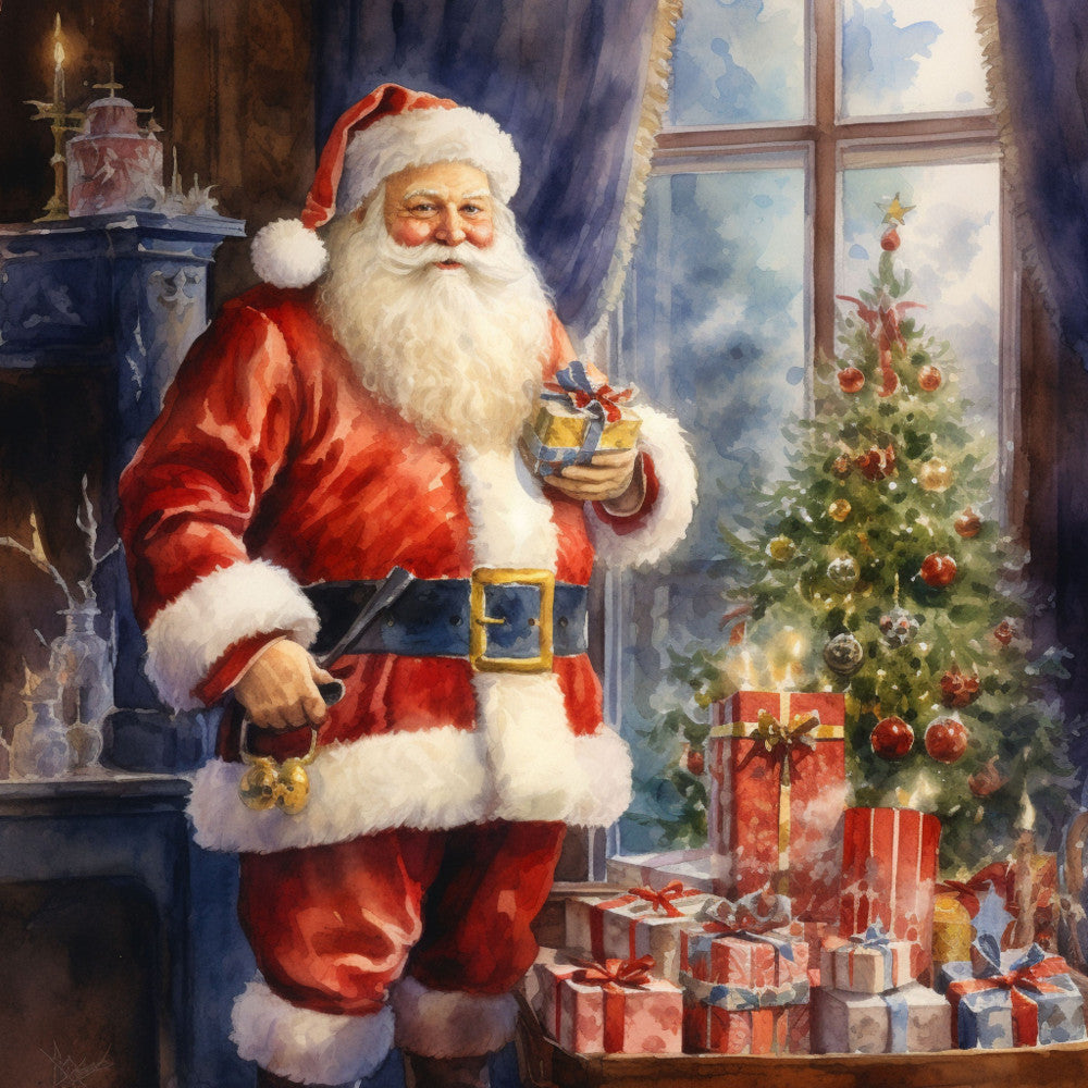 Santa Claus Christmas Scene Fabric Panel 4