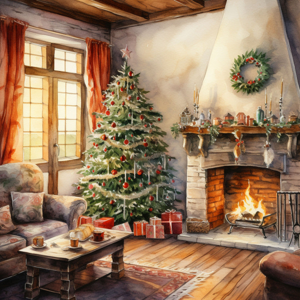 Santa Claus Christmas Scene Fabric Panel 6 QuiltingFabricPanels