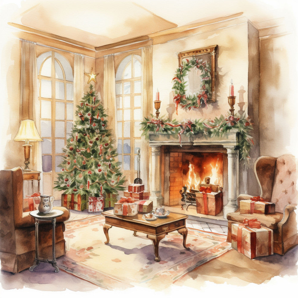 Santa Claus Christmas Scene Fabric Panel 7