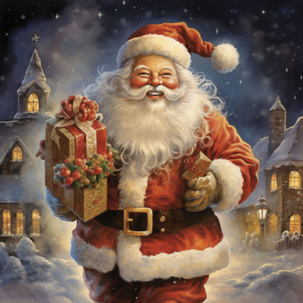 Santa Claus Christmas Scene Fabric Panel 8