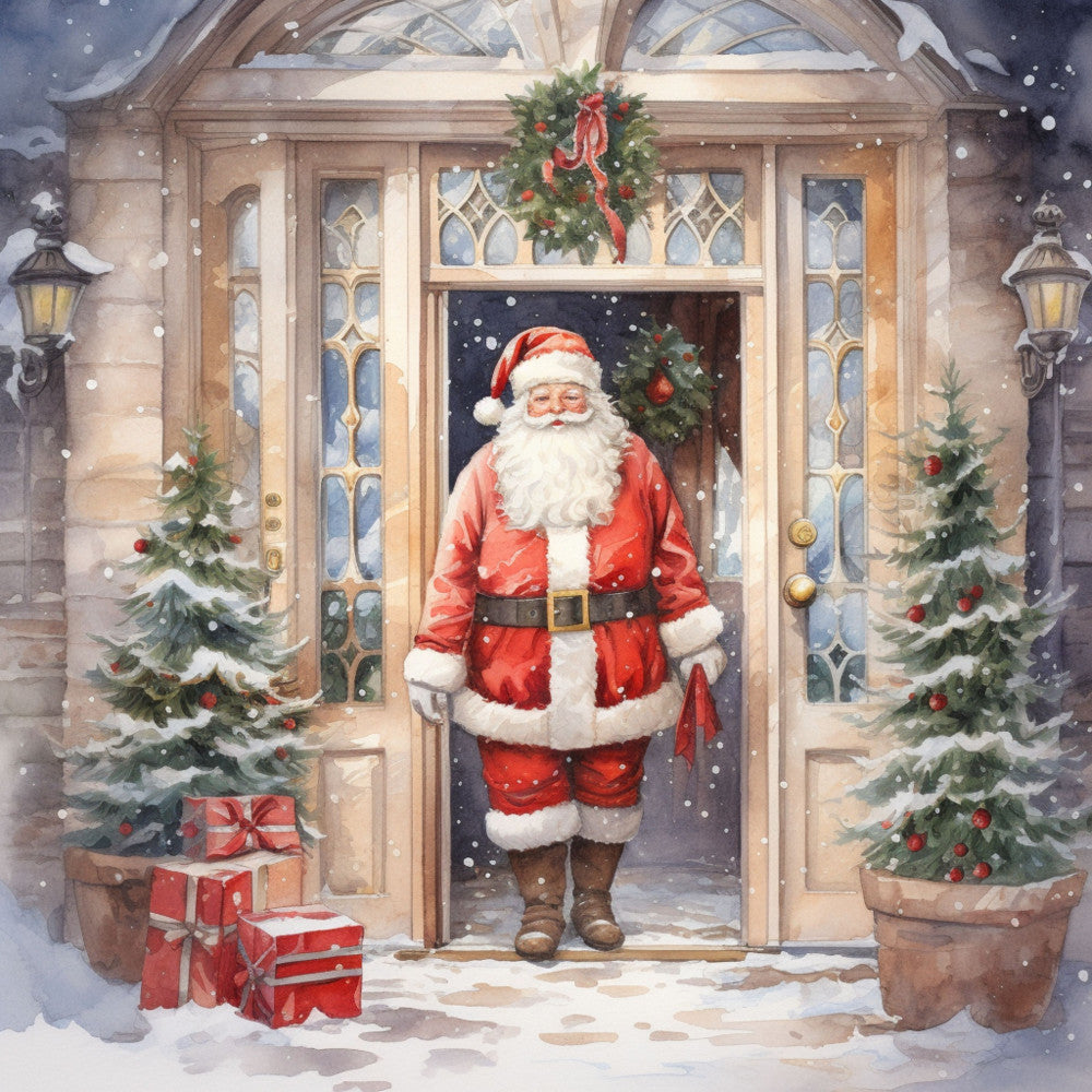 Santa Claus Christmas Scene Fabric Panel 9