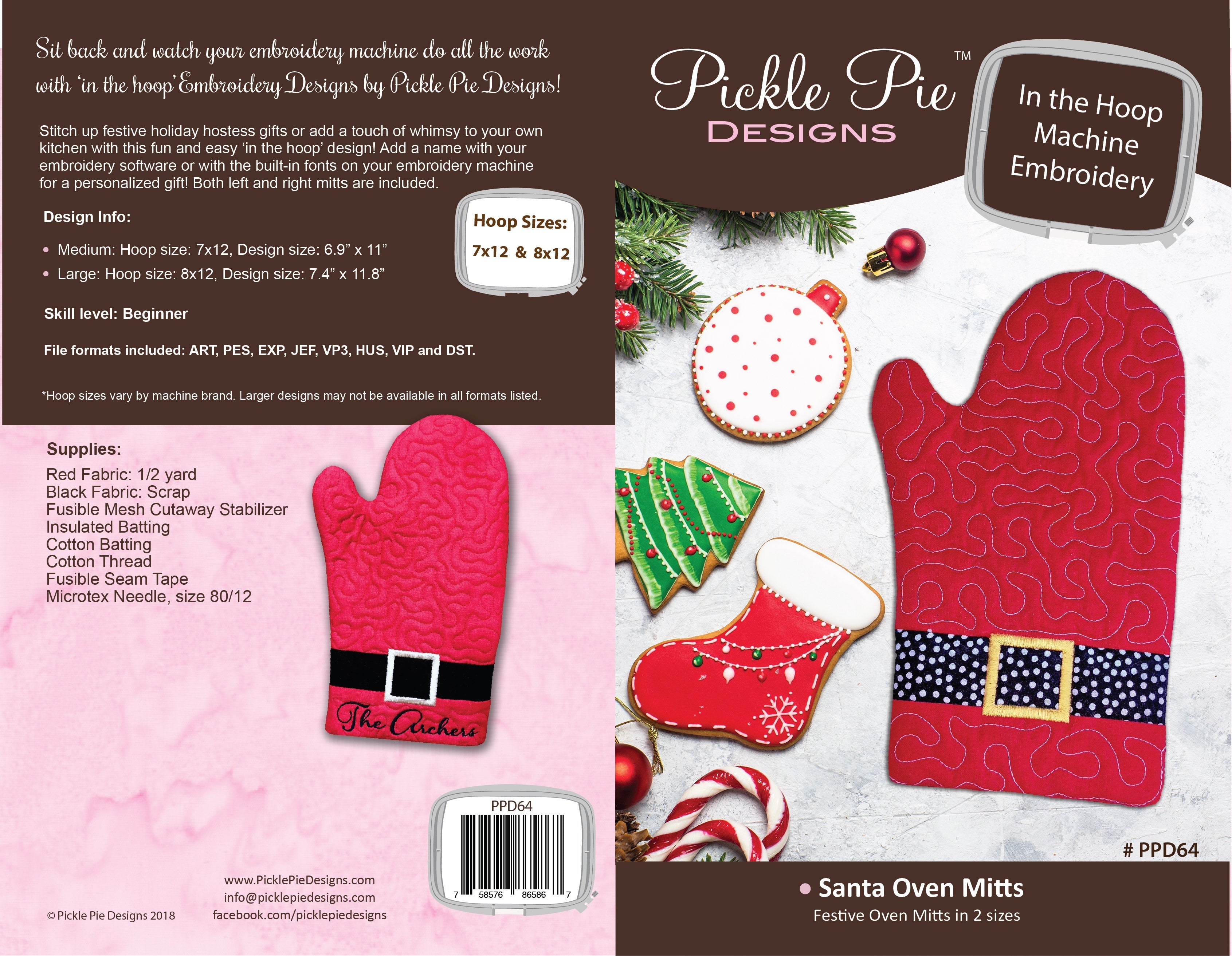Santa Oven Mitts In the Hoop Embroidery Design Collection