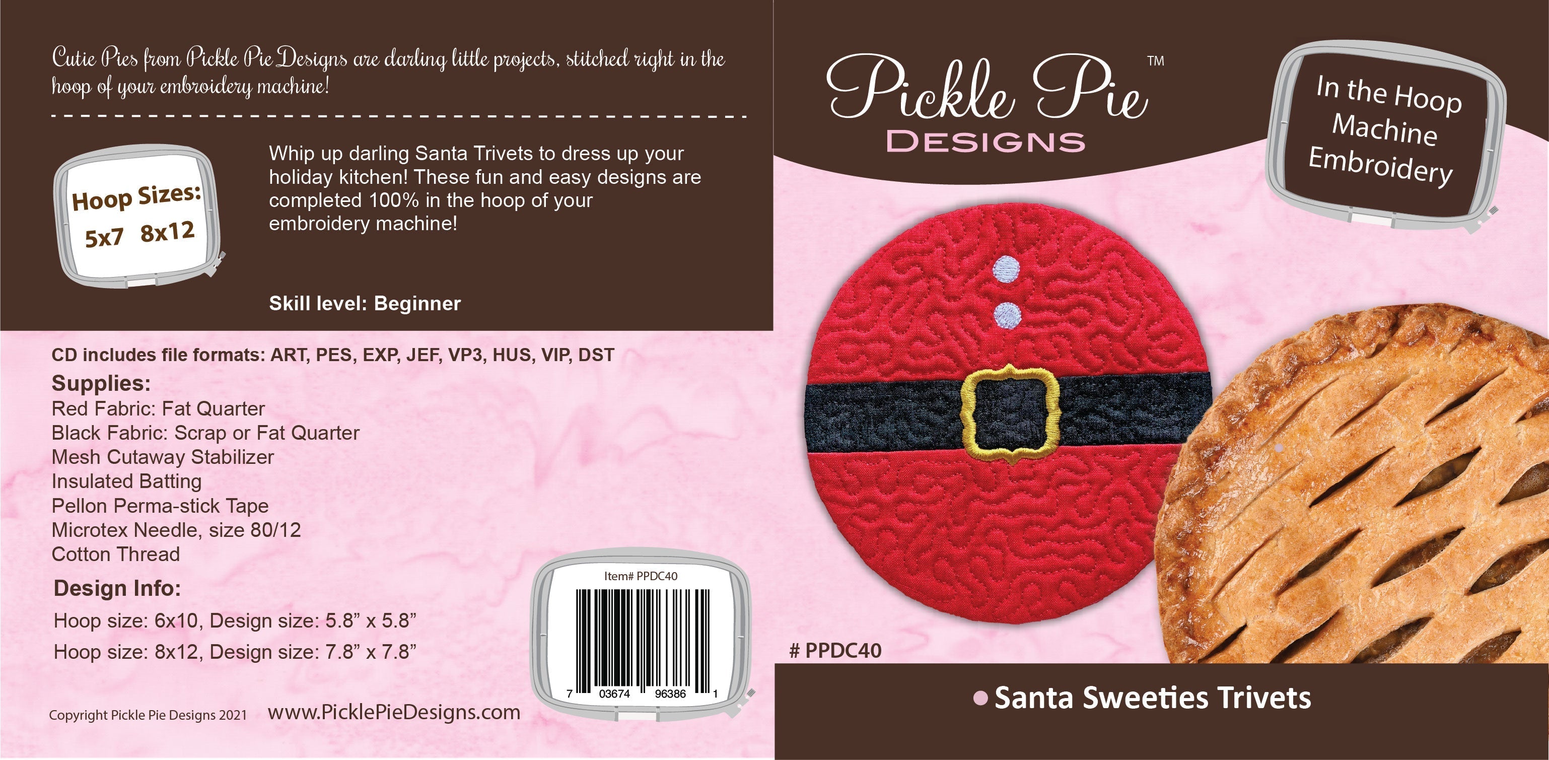 Santa Trivets In the Hoop Embroidery Design Collection