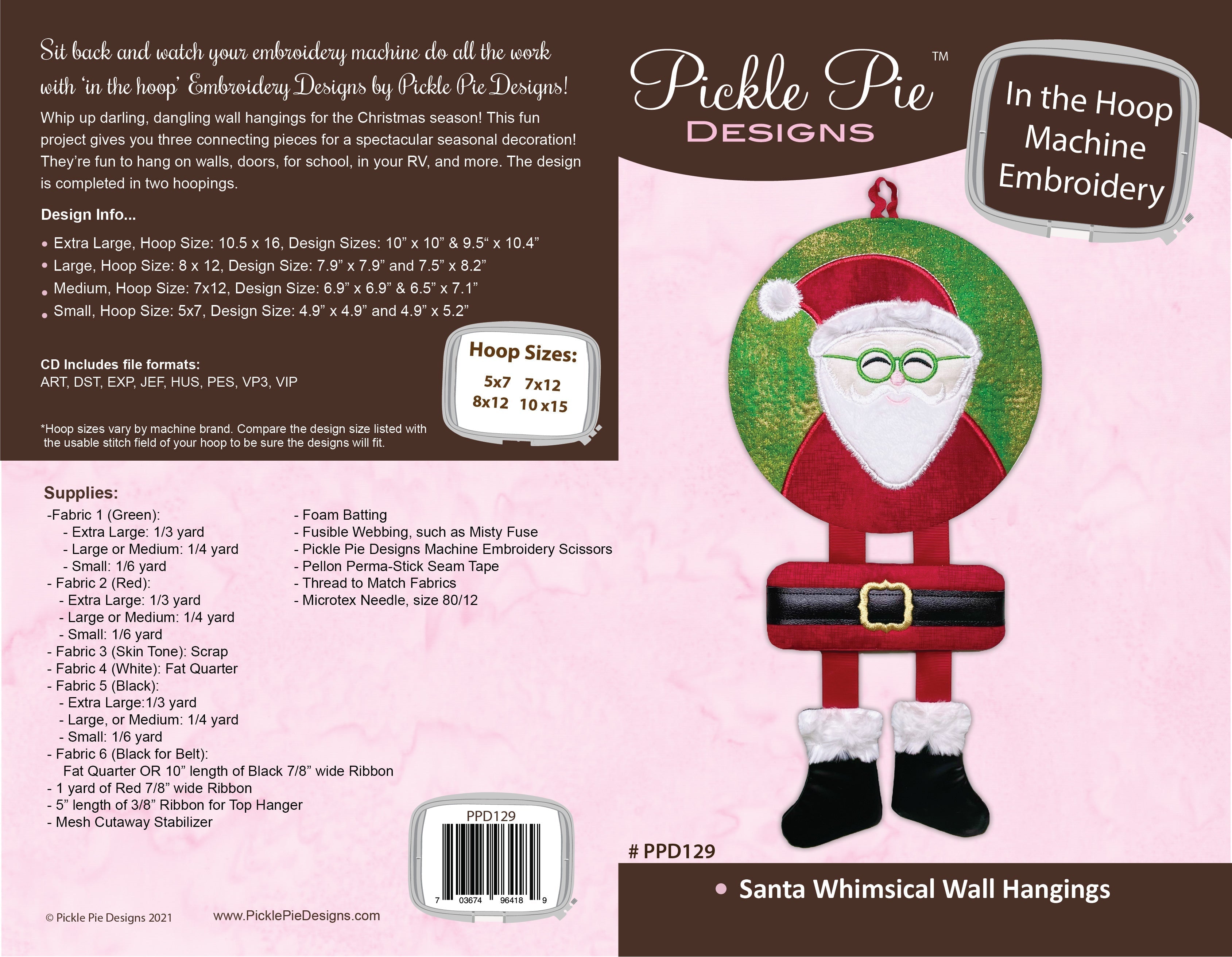 Santa Whimsical Wall Hangings In the Hoop Embroidery Design Collection