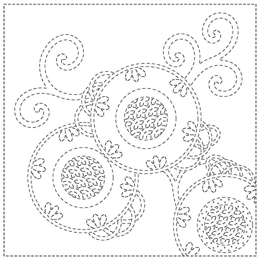 Sashiko Cloth Bracken Fern - White - Linda's Electric Quilters