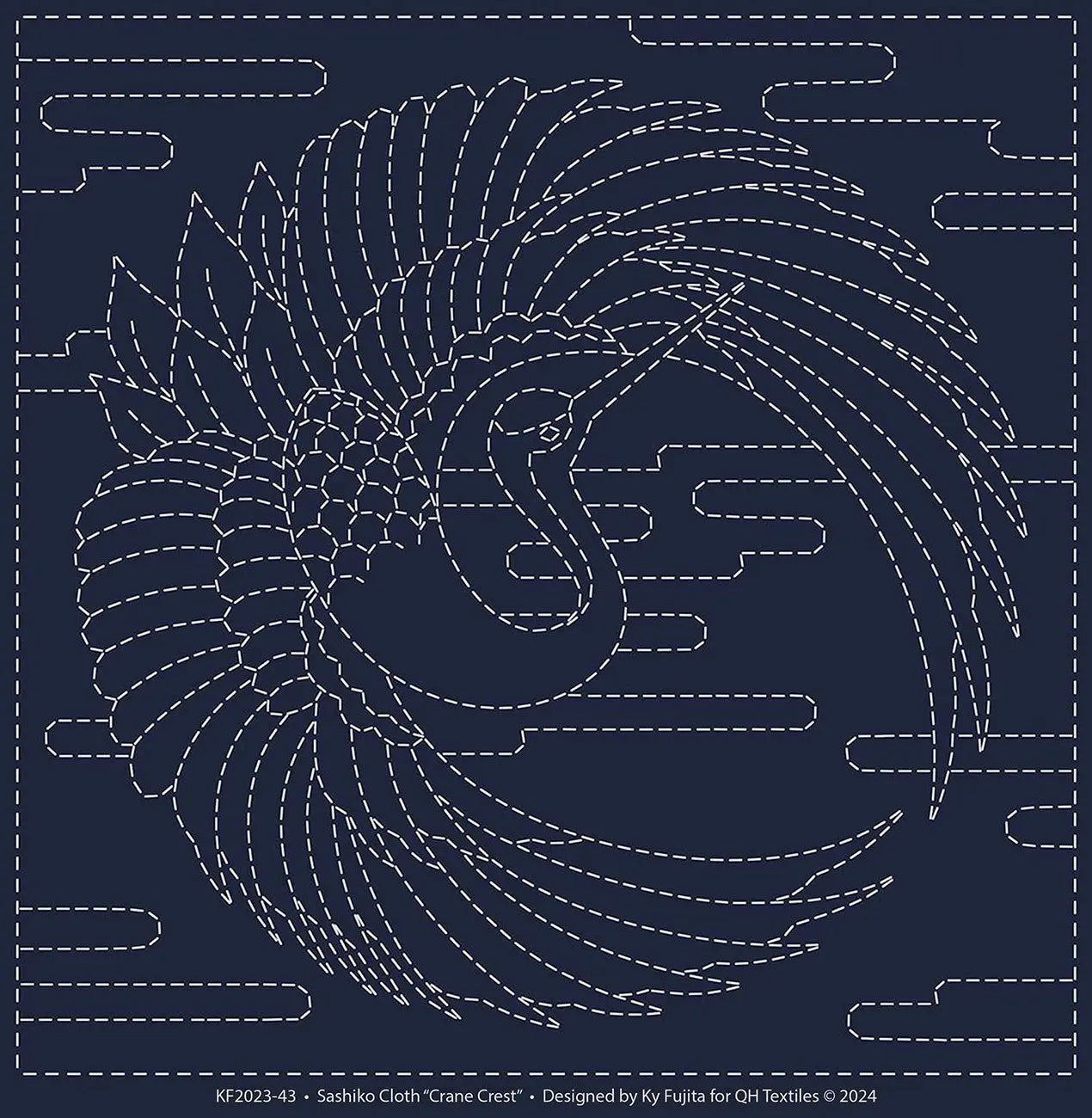 Sashiko Cloth Cane Crest Navy - Linda's Electric Quilters