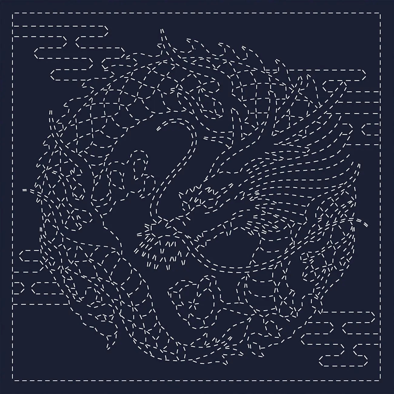 Sashiko Cloth Dragon Crest
