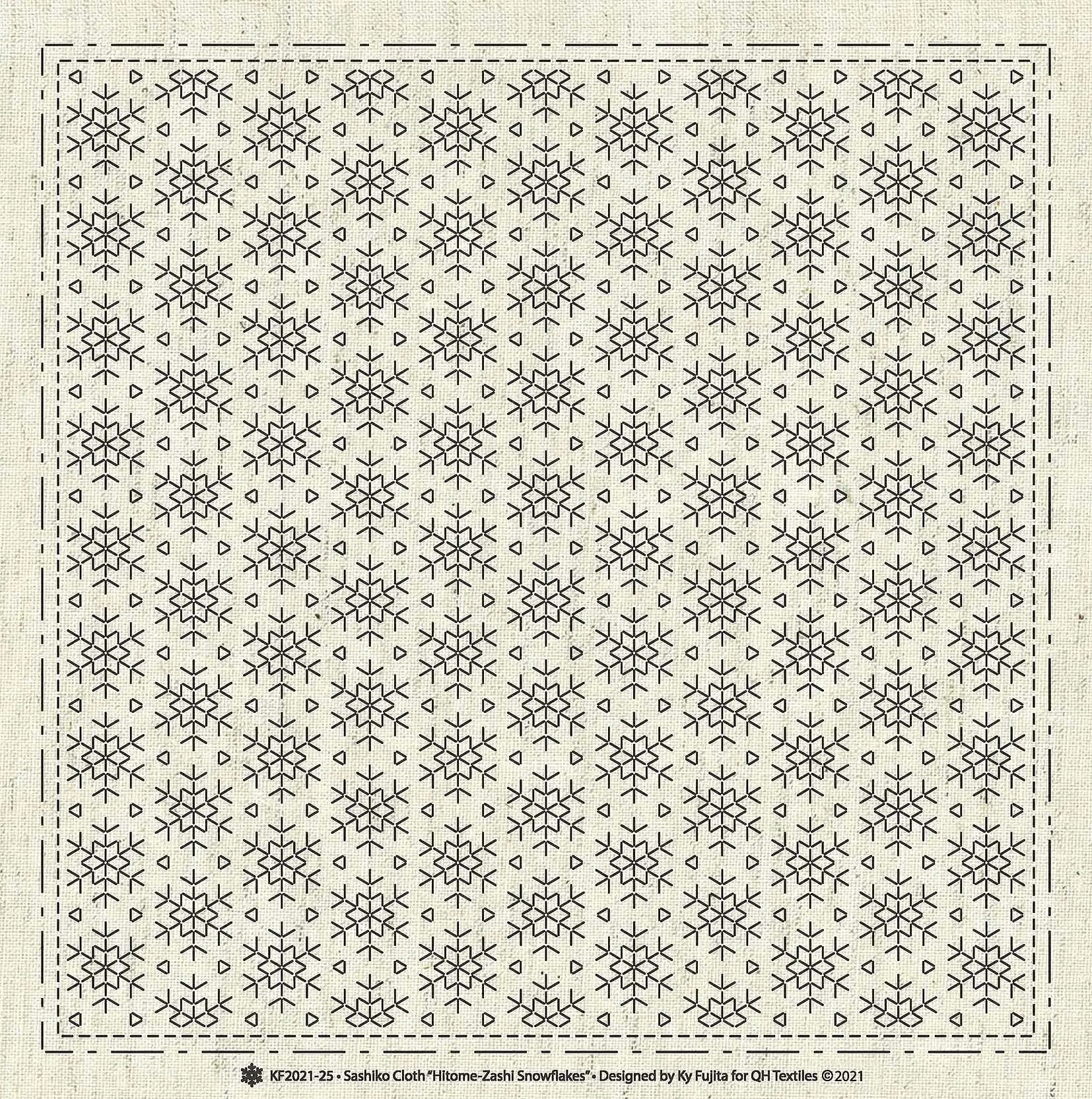 Sashiko Cloth Hitome-Zashi Snowflakes - Linda's Electric Quilters