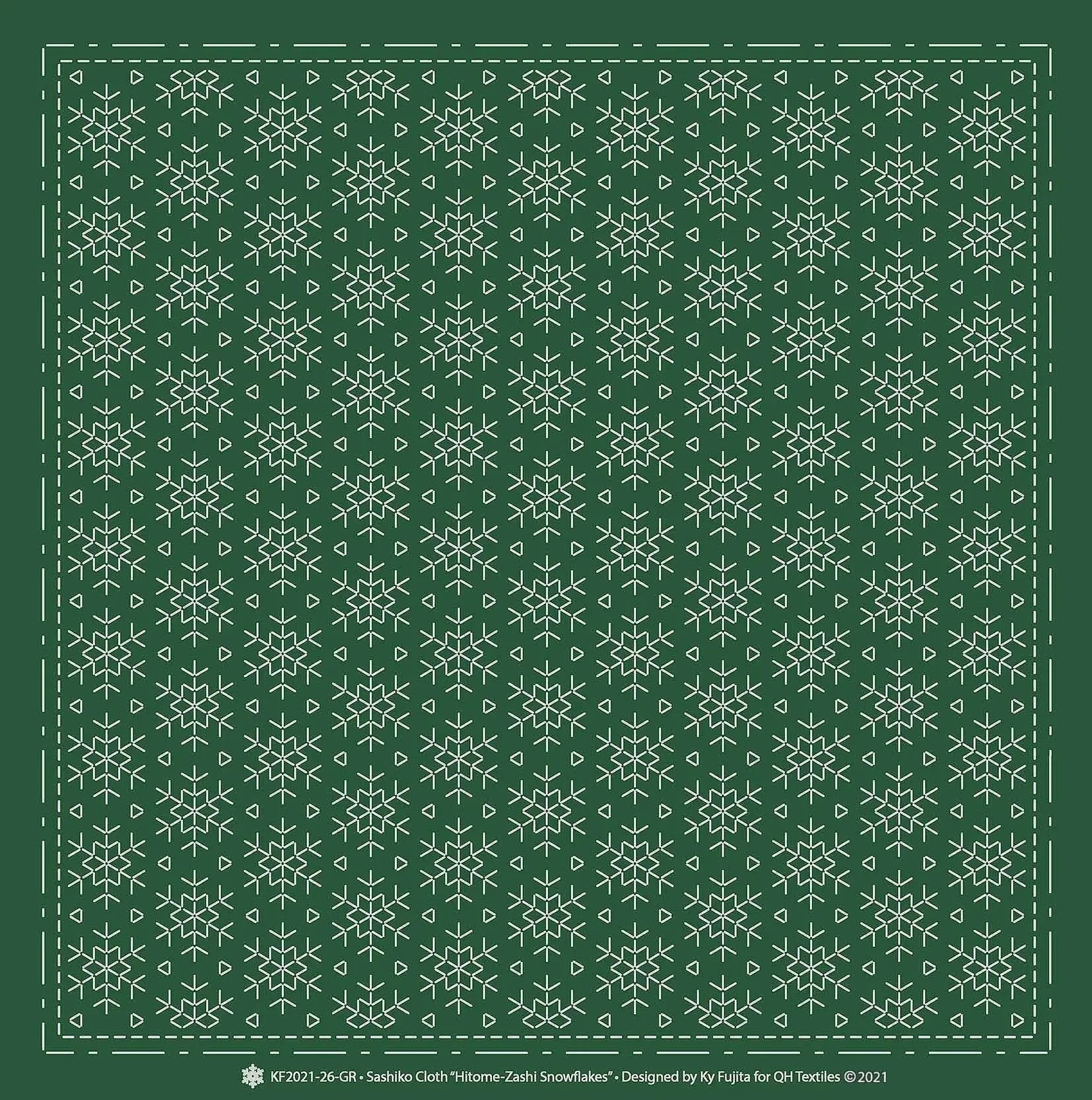 Sashiko Cloth Hitome-Zashi SnowflakesGR - Linda's Electric Quilters