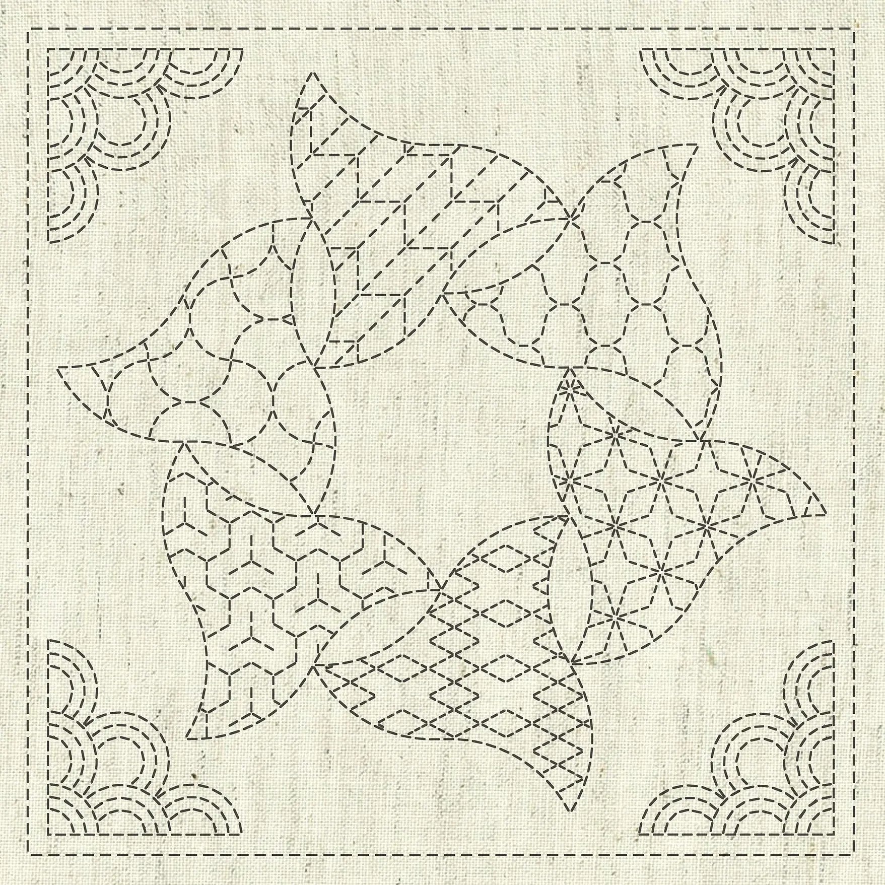 Sashiko Cloth Kaza-Guruma 5- - Linda's Electric Quilters