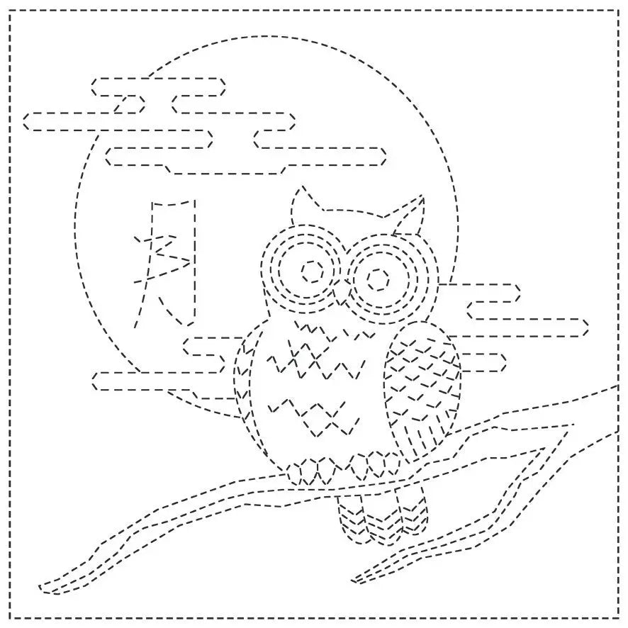 Sashiko Cloth Owl - White - Linda's Electric Quilters