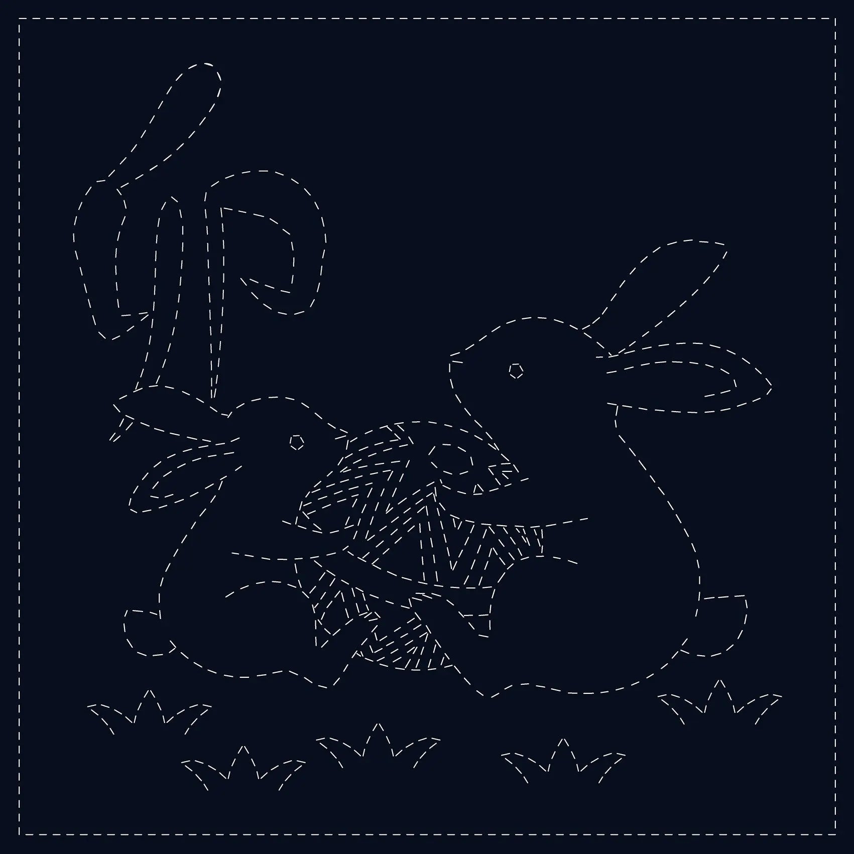 Sashiko Cloth Rabbits - Linda's Electric Quilters