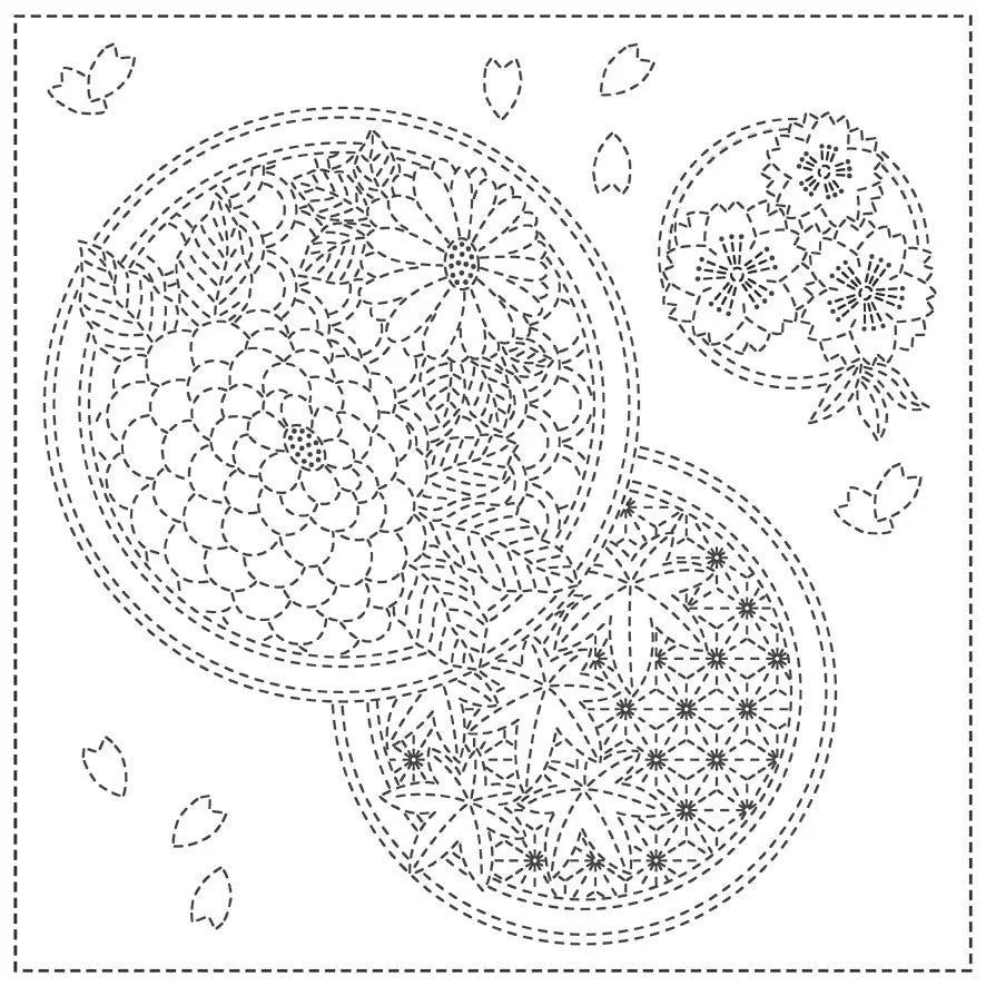 Sashiko Cloth Seasons - White - Linda's Electric Quilters