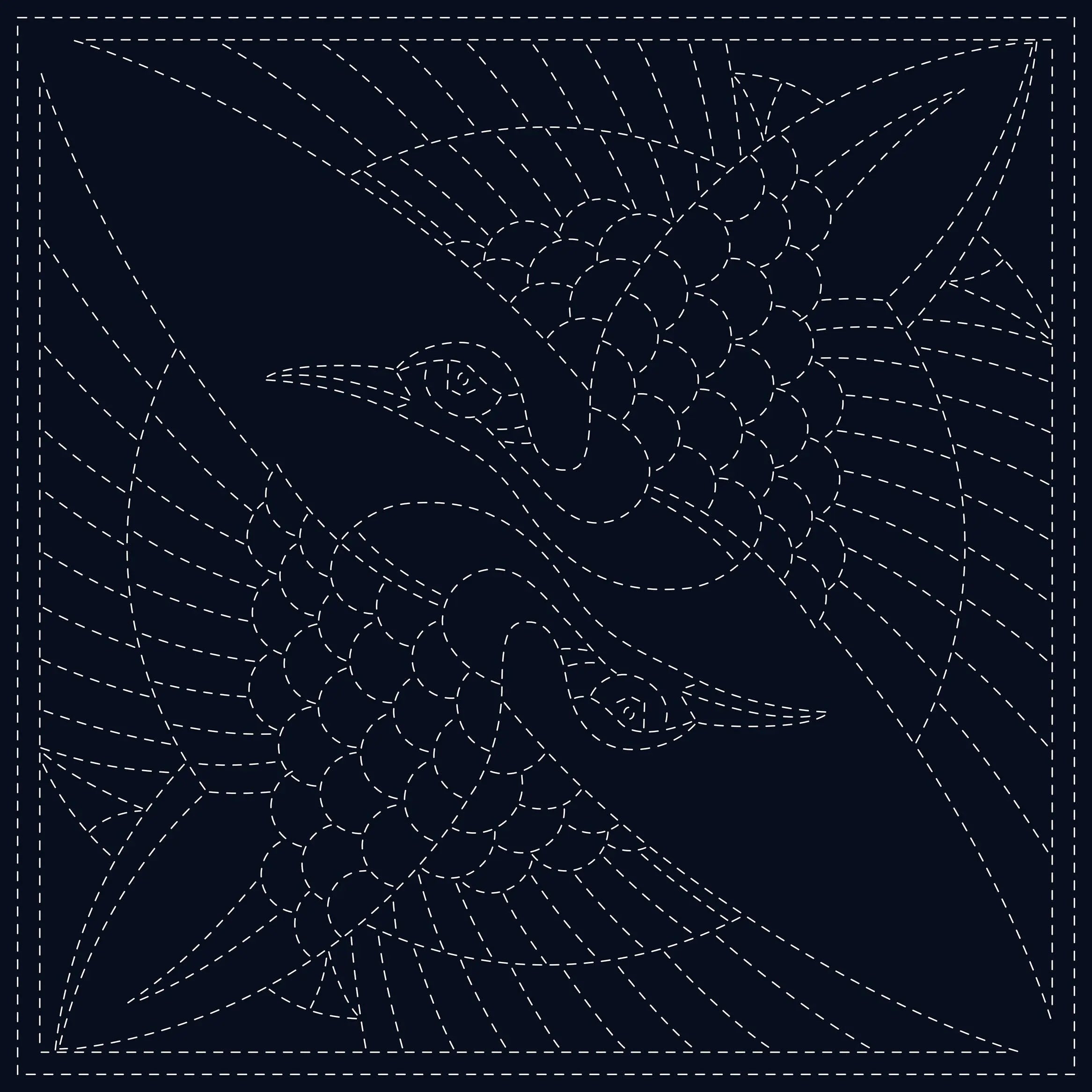 Sashiko Cloth Two Cranes - Linda's Electric Quilters