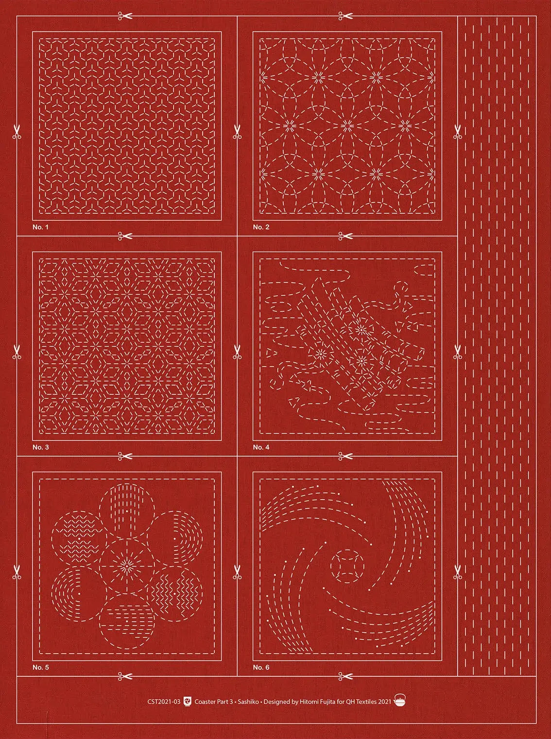 Sashiko Coaster Pattern 3 Brick - Linda's Electric Quilters