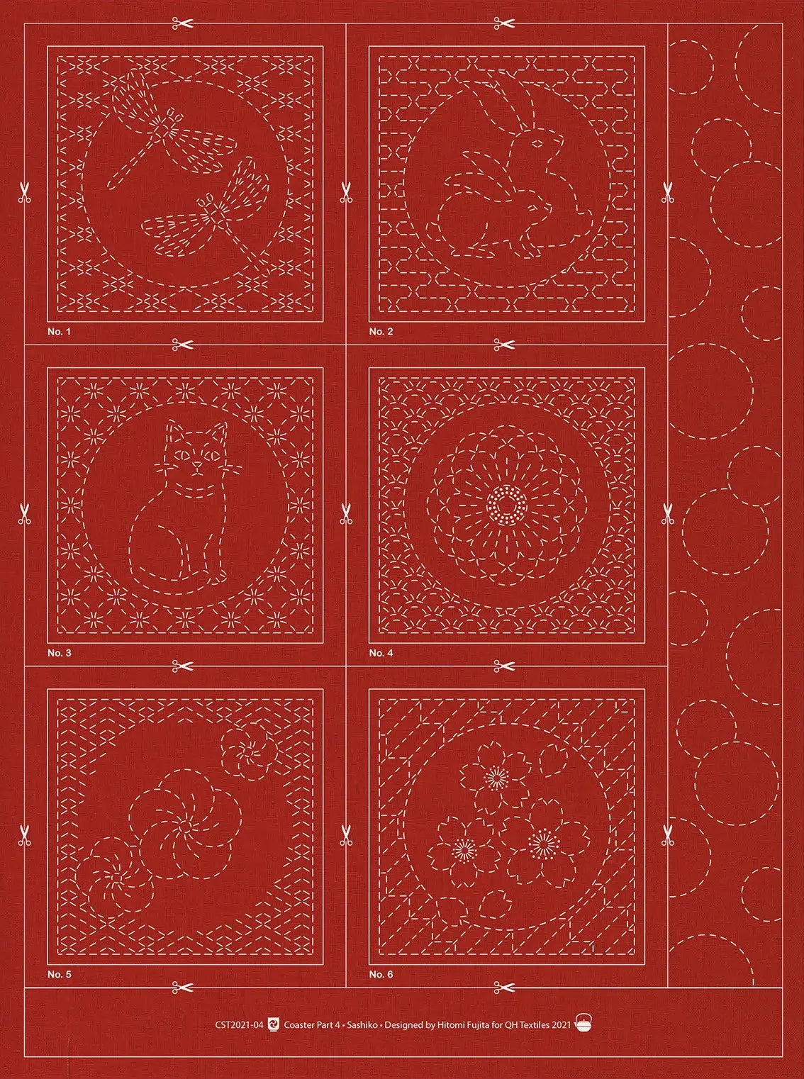 Sashiko Coaster Pattern 4 Brick - Linda's Electric Quilters