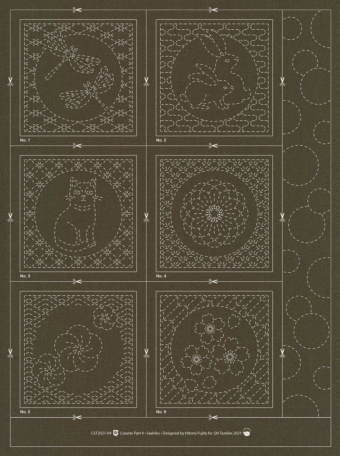 Sashiko Coaster Pattern 4 Slate - Linda's Electric Quilters